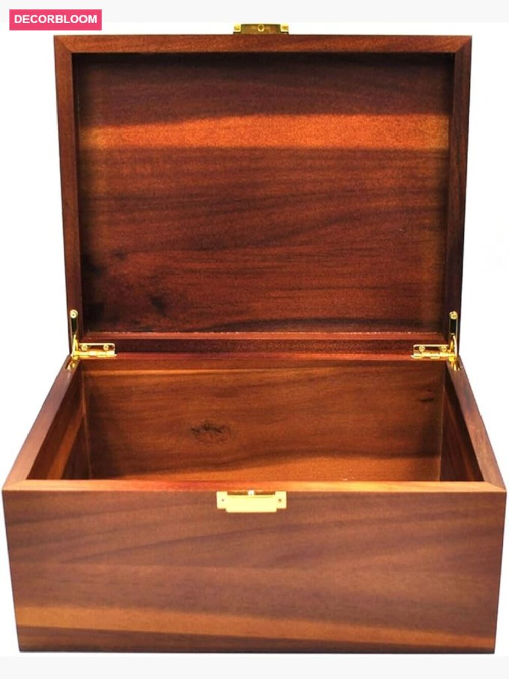 Large Acacia Wood Storage Box with Hinged Lid, 11x8.5x5.1 inch Keepsake Chest